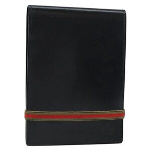 GUCCI Web Sherry Line Day Planner Cover Leather Outlet Black